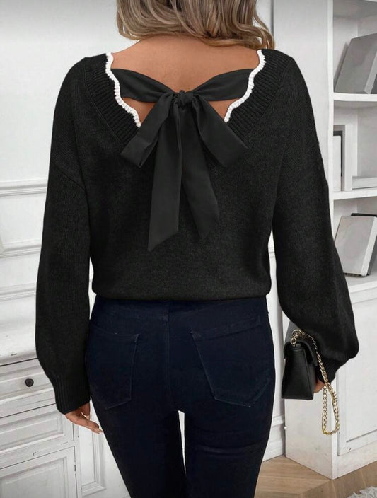 Helinä neulospaita rusetilla